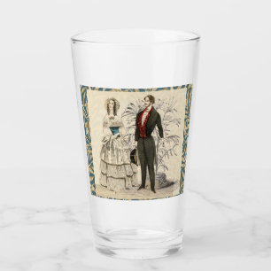Vintage 1844 Victorian Wedding Illustration  Glass