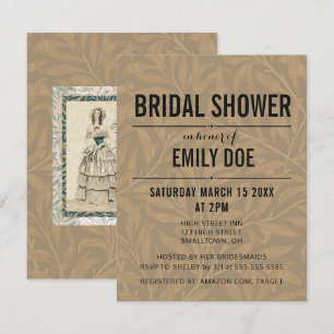 Vintage 1844 Victorian Wedding Illustration Invitation
