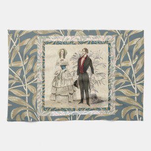Vintage 1844 Victorian Wedding Illustration Kitchen Towel