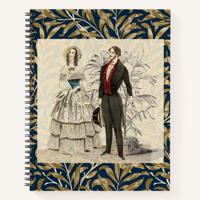Vintage 1844 Victorian Wedding Illustration  Notebook (Front)