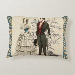 Vintage 1844 Victorian Wedding marriage Artwork Accent Pillow