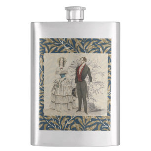Vintage 1844 Victorian Wedding marriage Artwork Hip Flask