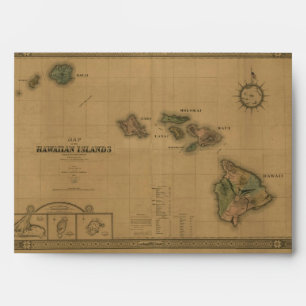 Vintage 1876 Hawaii Map - Hawaiian Islands Envelopes