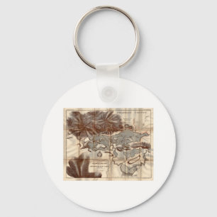 Vintage 1879 Lower Saranac Lake Reconnaissance Map Keychain