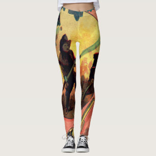Vintage 1880's Fireman Firefighter Art Leggings