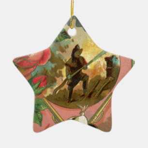 Vintage 1880's Fireman Firefighter Cover Ceramic Ornament