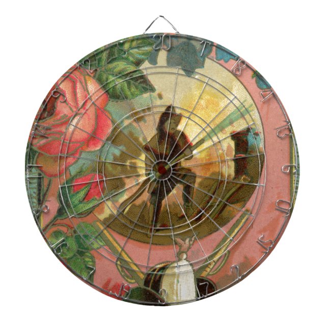 Vintage 1880's Fireman Firefighter Cover Dartboard (Front)