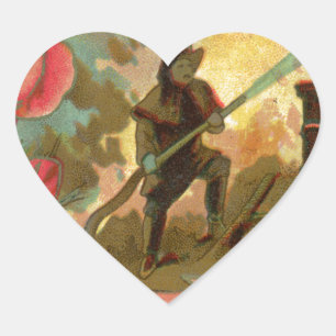 Vintage 1880's Fireman Firefighter Cover Heart Sticker