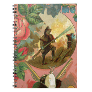 Vintage 1880's Fireman Firefighter Cover Notebook