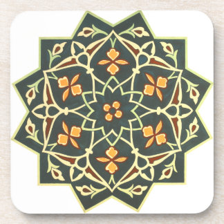 Vintage 1884 Ornamental Art Green Blue Coaster