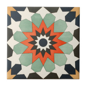 Vintage 1884 Ornamental Ceramic Art Star Tile