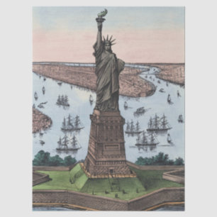Vintage 1885 Statue of Liberty NYC Harbour Art Tissue Paper