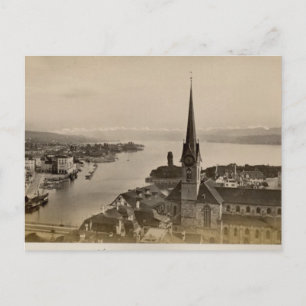 Vintage, 1890, Zurich and Lake Zurich Postcard