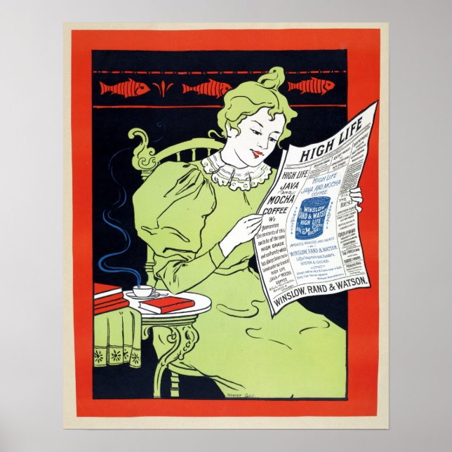 Vintage 1890s Mocha Coffee Advertisement Poster (Front)