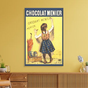 Vintage 1892 Chocolat Menier French Girl Art Canvas Print