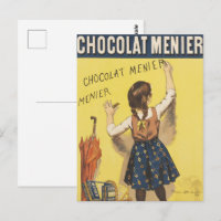 Vintage 1892 Chocolat Menier French Girl Art