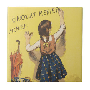 Vintage 1892 Chocolat Menier French Girl Art Tile