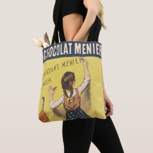 Vintage 1892 Chocolat Menier French Girl Art Tote Bag