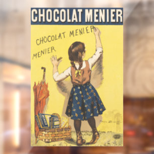 Vintage 1892 Chocolat Menier French Girl Art Window Cling