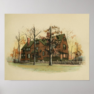 Vintage 1895 Artistic House Painting Colour Print