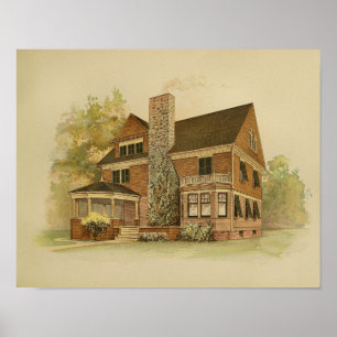 Vintage 1895 Artistic House Painting Colour Print