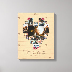 Vintage 18 Heart shaped Photo Collage for her /him Canvas Print