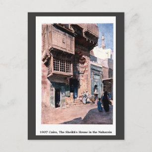 Vintage 1900 Cairo Egypt Sheikh's House Nahazzin Postcard