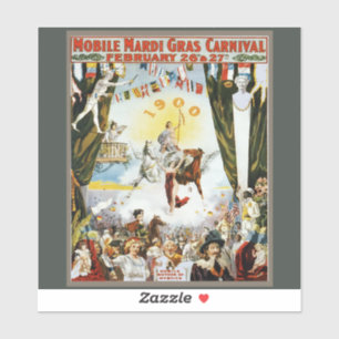 Vintage 1900 Mobile Mardi Gras Carnival Poster Art