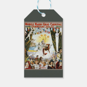 Vintage 1900 Mobile Mardi Gras Carnival Poster Art Gift Tags