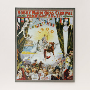 Vintage 1900 Mobile Mardi Gras Carnival Poster Art Jigsaw Puzzle