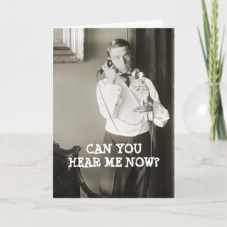 VINTAGE 1900 PHOTO TELEPHONE MAN BIRTHDAY CARD FUN