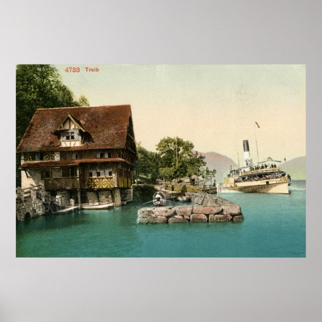 Vintage 1900 Treib and Lake Lucerne Poster (Front)