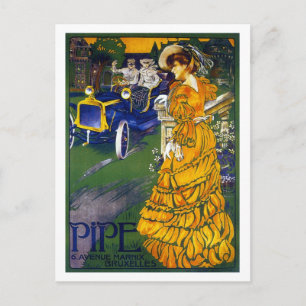 Vintage 1900s Belgian car Pipe poster Postcard