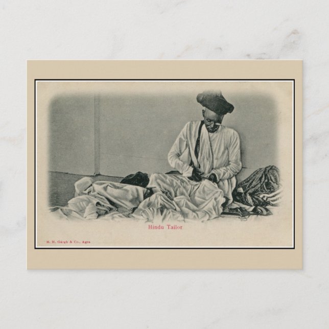 Vintage 1900s India Hindu tailor Postcard (Front)