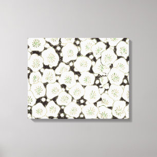 Vintage 1902 Japanese Floral: Black White Blossom Canvas Print