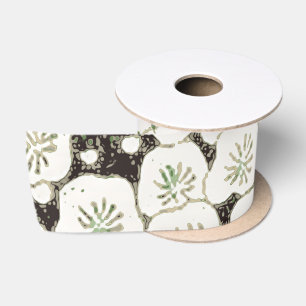 Vintage 1902 Japanese Floral: Black White Blossom Satin Ribbon