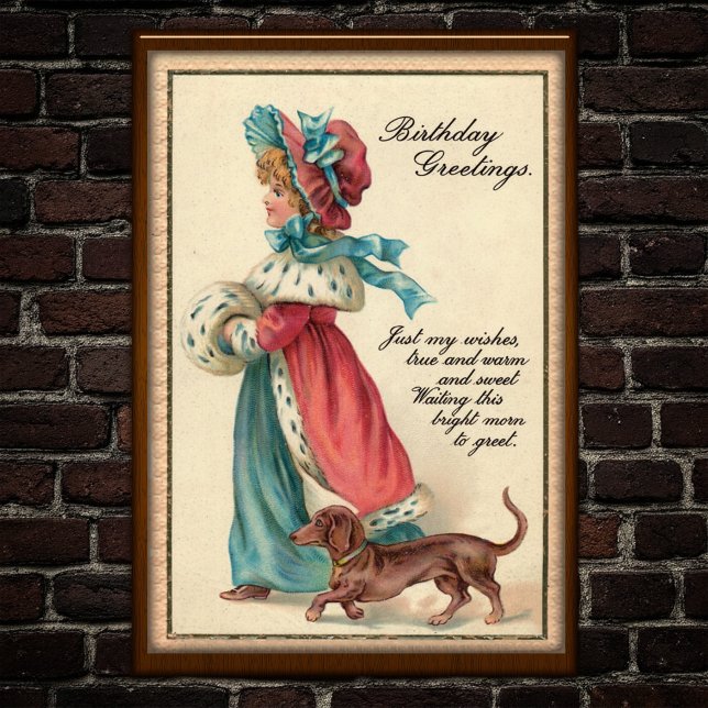 Vintage 1904 Birthday Girl & Dog Poster (Creator Uploaded)