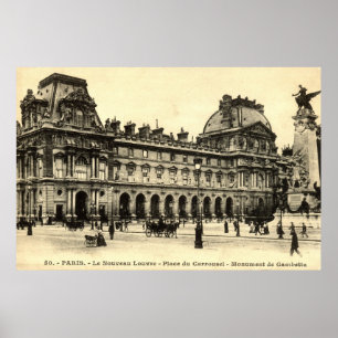 Vintage 1905 Louvre, Paris, France Poster