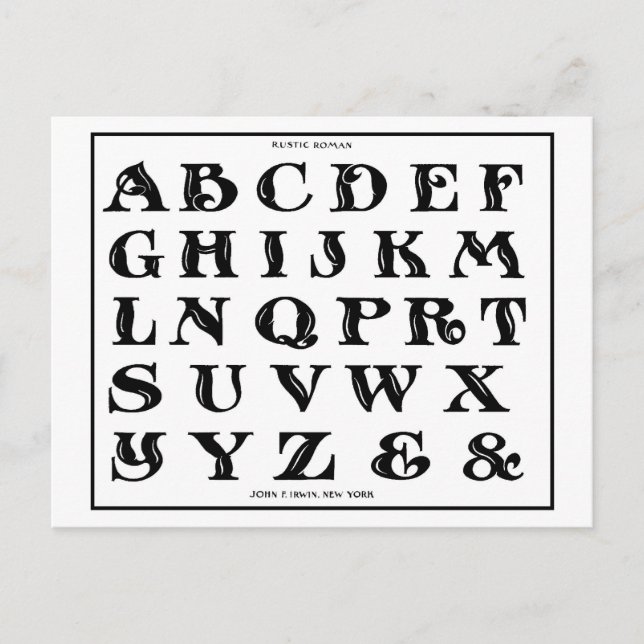 vintage 1906 Alphabet Rustic Roman font Postcard (Front)