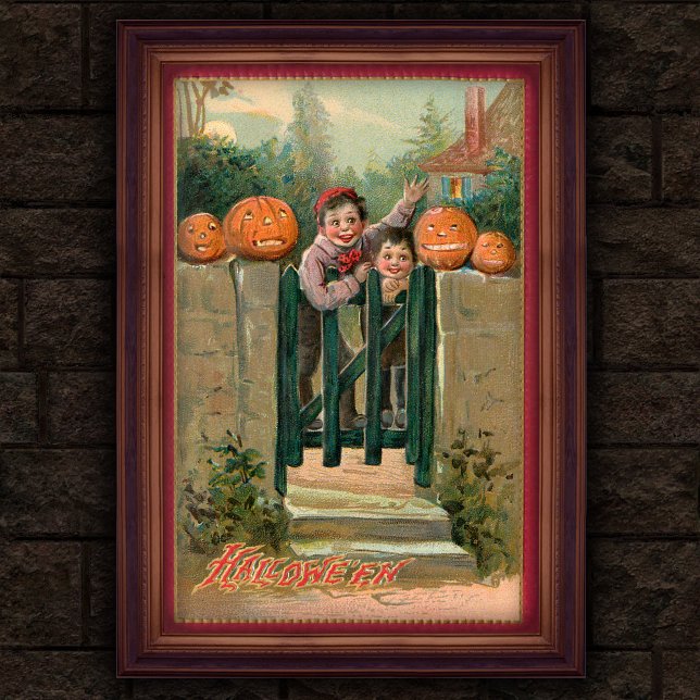 Vintage 1908 Halloween Boys and Pumpkins Poster (Creator Uploaded)