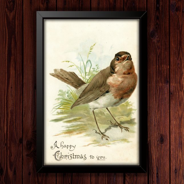 Vintage 1908 Robin Bird Christmas Greeting Poster (Creator Uploaded)