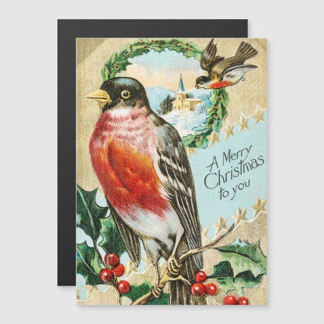 Vintage 1908 Robin Bird Merry Christmas Holiday (Front/Back)
