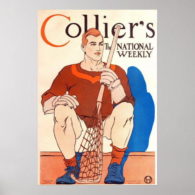 Vintage 1909 Collier's Magazine Poster, LaCrosse Poster (Front)