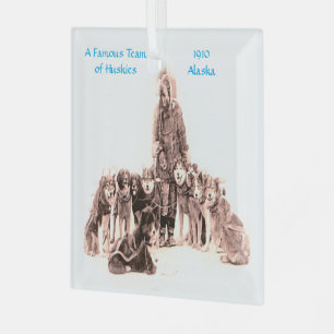 "Vintage-1910 Famous Husky Dog Team-Alaska" Glass Ornament