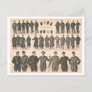 Vintage 1910 Men's Fashions Chart of Suits Postcard
