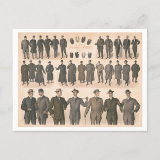 Vintage 1910 Men's Fashions Chart of Suits Postcard