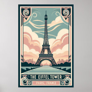 Vintage 1910 Paris Eiffel Tower Art Deco Poster