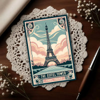 Vintage 1910 Paris Eiffel Tower Art Deco Poster