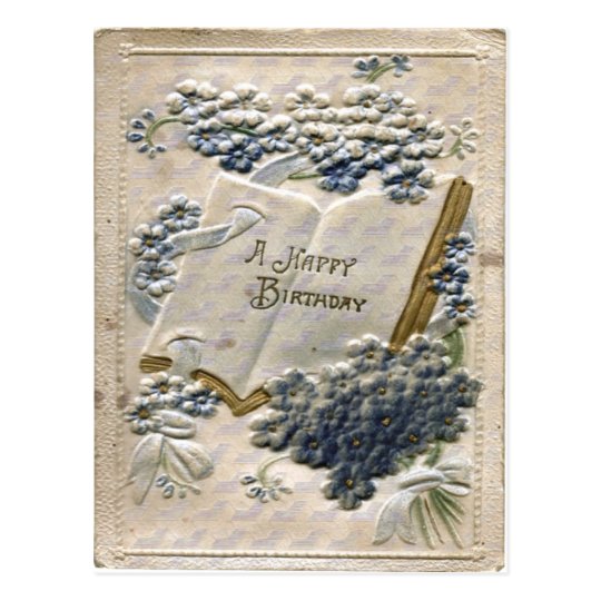 Vintage 1912 Embossed Silk and Velvet Birthday Postcard
