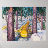 Vintage 1912 Munch Yellow Log Forest Wall Art
